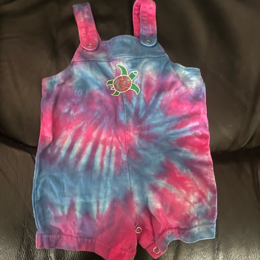 Tie-Dye Baby Romper with Turtle Patch
